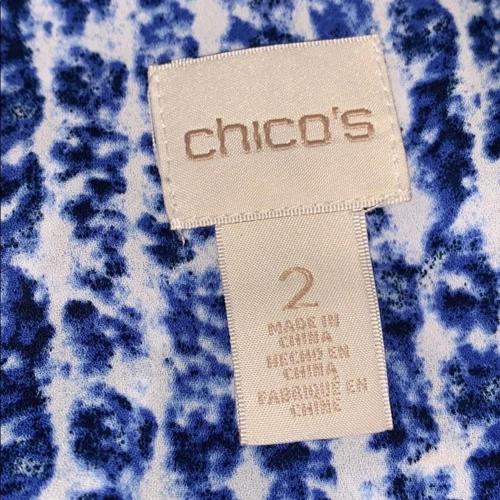 Chico’s Trapeze Blue & White Print Sleeveless Blouse - Picture 10 of 10